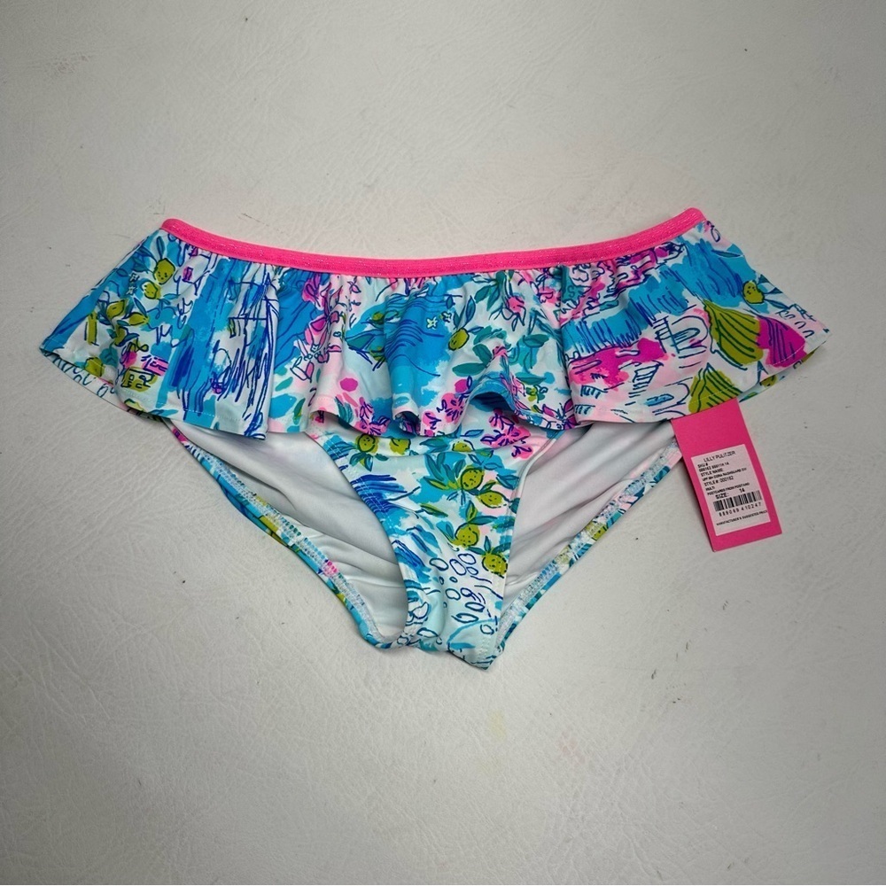 Lilly Pulitzer girls Floral Ruffle Bikini Bottoms size 14 nwt